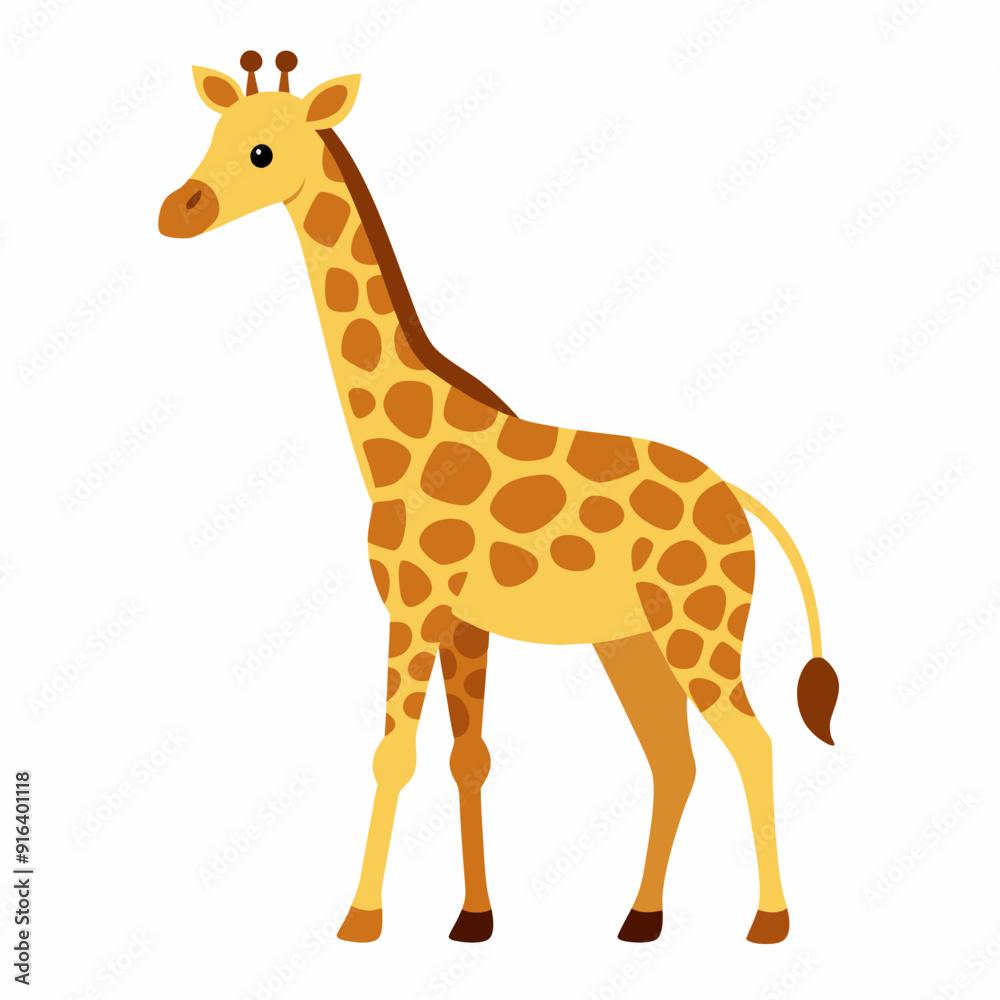Giraffe Vector Illustration - Cartoon Clipart and Line Art Design Giraffe Vector Illustration - Cartoon Clipart and Line Art Design