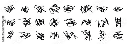 Abstract set of scribble doodles