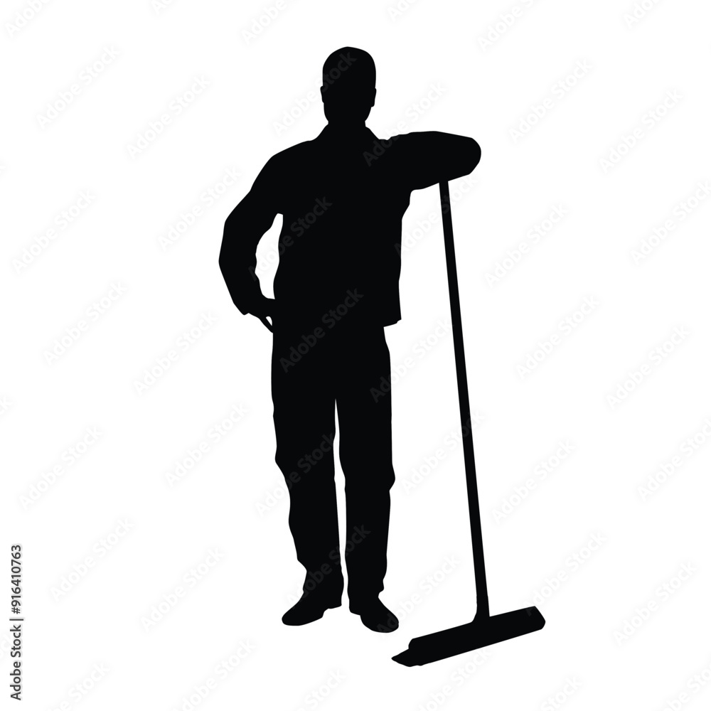 Silhouette of a janitor Silhouette of a janitor