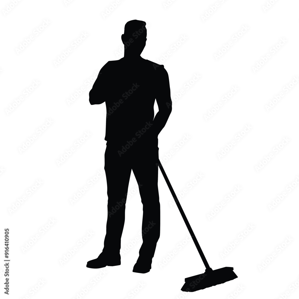 Silhouette of a janitor Silhouette of a janitor