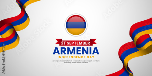 Armenia independence day ribbon flag copy space background