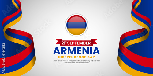 Armenia independence day ribbon flag copy space background