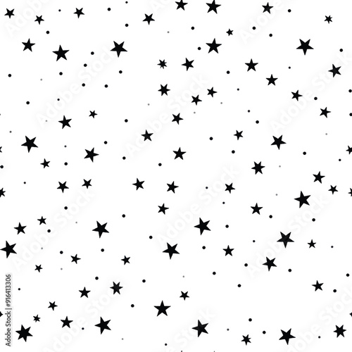 Black stars white background pattern.