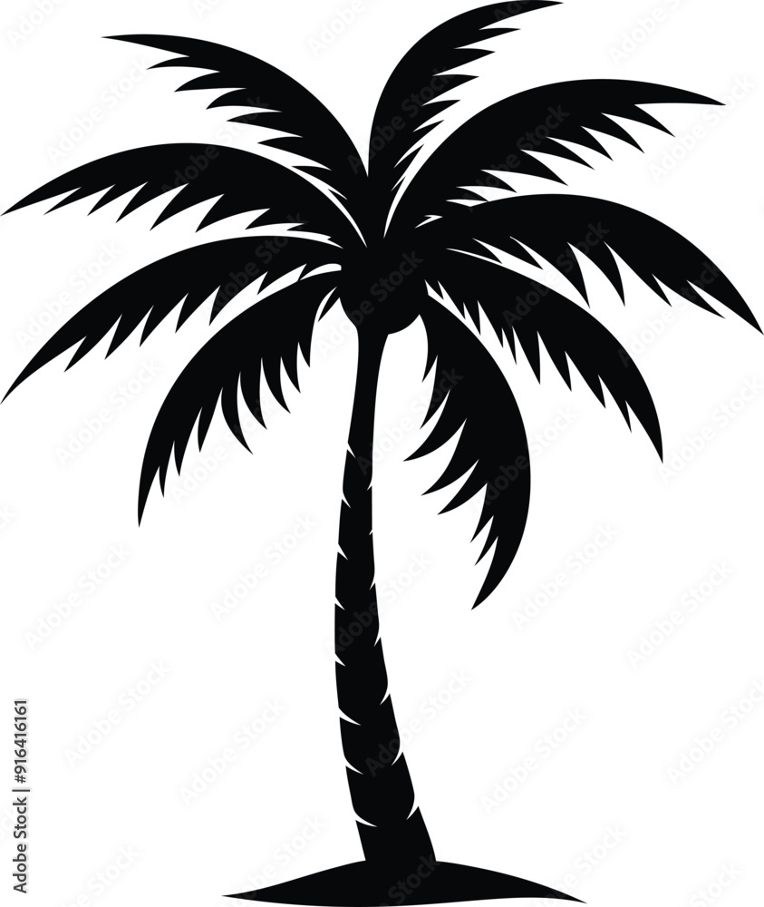 Obraz premium coconut palm tree silhouette, Print, vector