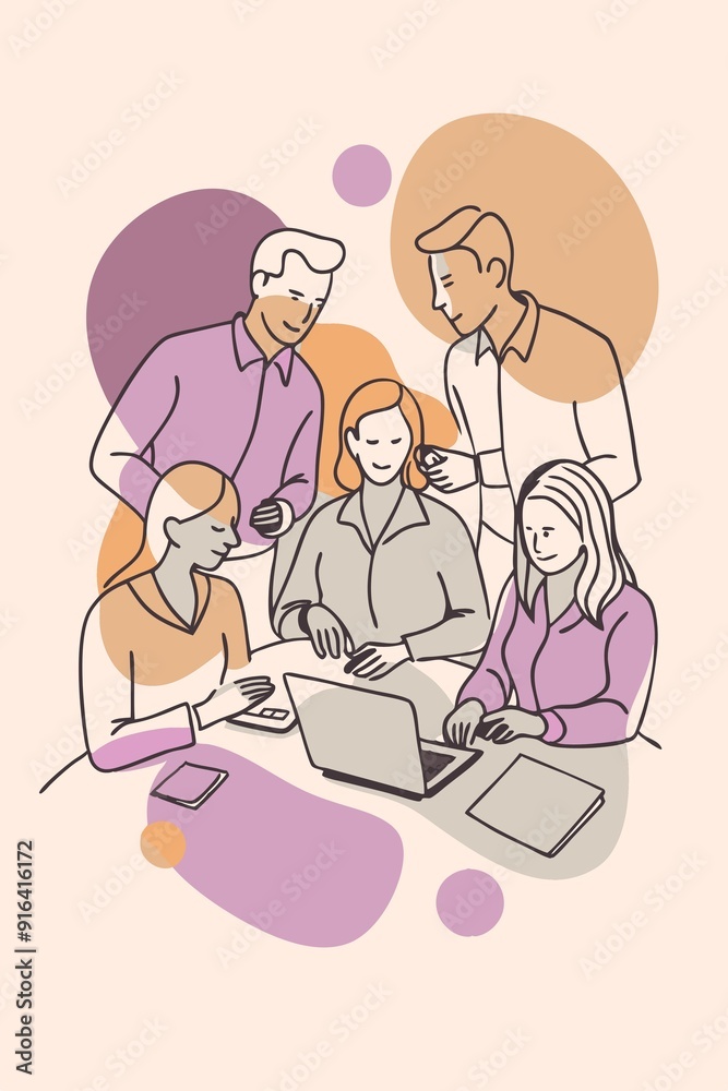 Flat Business Office Work Team Cooperation illustration Flat Business Office Work Team Cooperation illustration