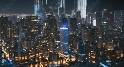 Wallpaper Mural Metropolitan city layout concept, Metropolitan city background with futuristic interface graphics at night, Cyberpunk color style. Torontodigital.ca