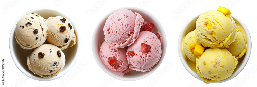 Fototapeta premium Ice cream scoop collection set isolated transparent