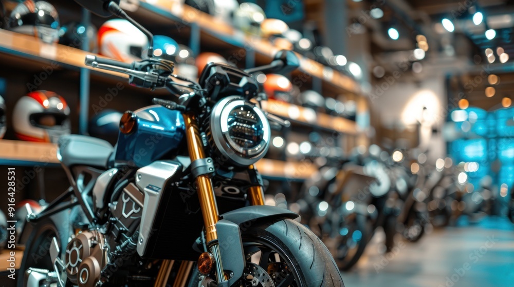 Fototapeta premium Blue Motorcycle Showroom