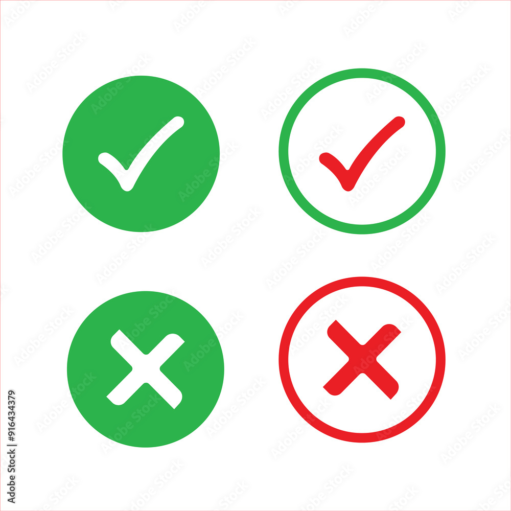 Check mark and cross symbols Check mark and cross symbols