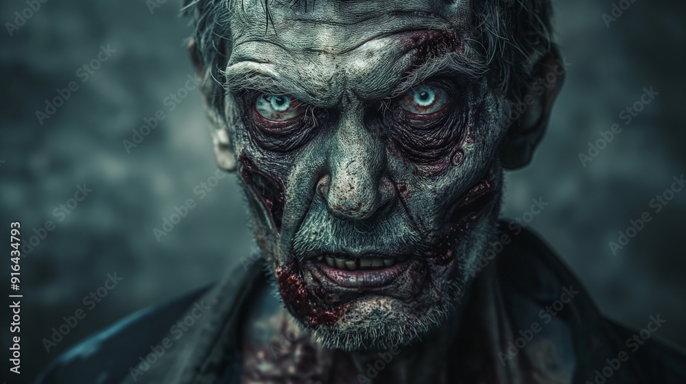 Zombie Portraits: Lifelike, eerie depictions of zombies with dark, unsettling backdrops and copy space Zombie Portraits: Lifelike, eerie depictions of zombies with dark, unsettling backdrops and copy space