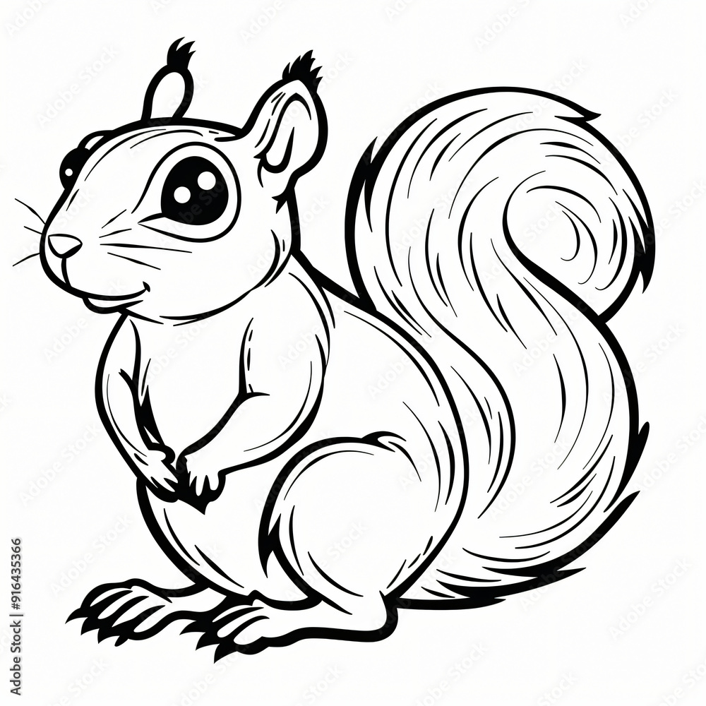 Cartoon of a Squirrel children coloring book page Cartoon of a Squirrel children coloring book page