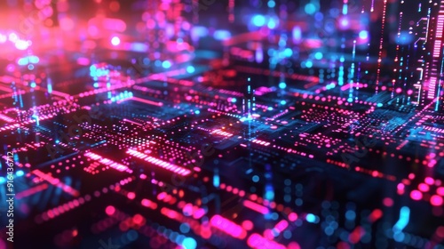 Latar Belakang Hitech Bisnis Digital Big Data/ animasi 4k dari wallpaper abstrak latar belakang teknologi digital bisnis data besar termasuk garis-garis terhubung dan gaya matriks angka mengalir photo