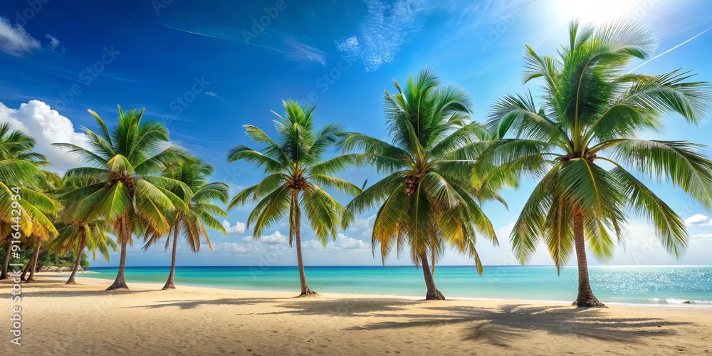 Palms resting on serene empty tropical sandy beach, tropical, sand, beach, palms, paradise, relaxation, tranquil, serene Palms resting on serene empty tropical sandy beach, tropical, sand, beach, palms, paradise, relaxation, tranquil, serene