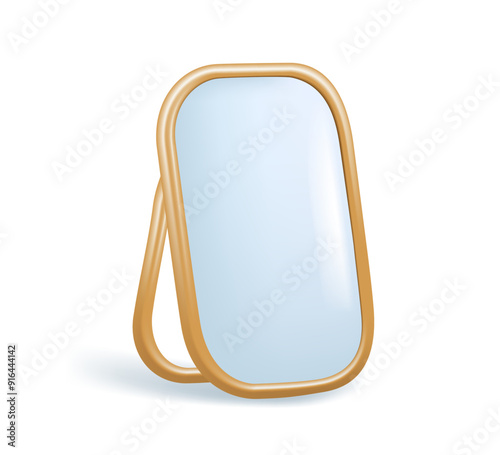 Photo or mirror frames. stylish interior element wooden or metallic frame. Furniture decor accessory mirror. Modern 3D design. Elegant, modern style. 3D trendy Vector illustration. Isolated on white