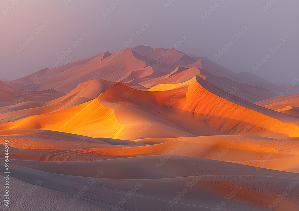 A vast desert landscape featuring rolling sand dunes and majestic mountains under a clear blue sky A vast desert landscape featuring rolling sand dunes and majestic mountains under a clear blue sky