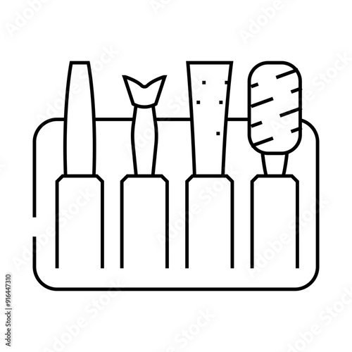 set with callus remover accessories line icon vector. set with callus remover accessories sign. isolated contour symbol black illustration
