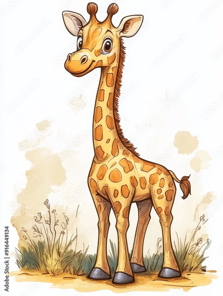 Obraz premium Adorable Baby Giraffe Illustration