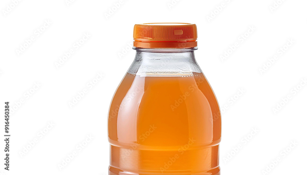 Bright orange drink in a plastic bottle with an orange cap, perfect for hydration and refreshment anytime. Bright orange drink in a plastic bottle with an orange cap, perfect for hydration and refreshment anytime.