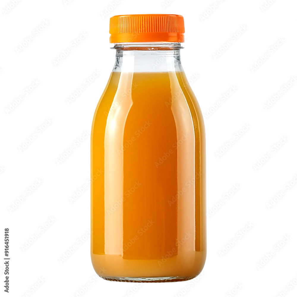Fresh orange juice in a clear bottle with an orange cap, perfect for a refreshing drink or healthy beverage. Fresh orange juice in a clear bottle with an orange cap, perfect for a refreshing drink or healthy beverage.