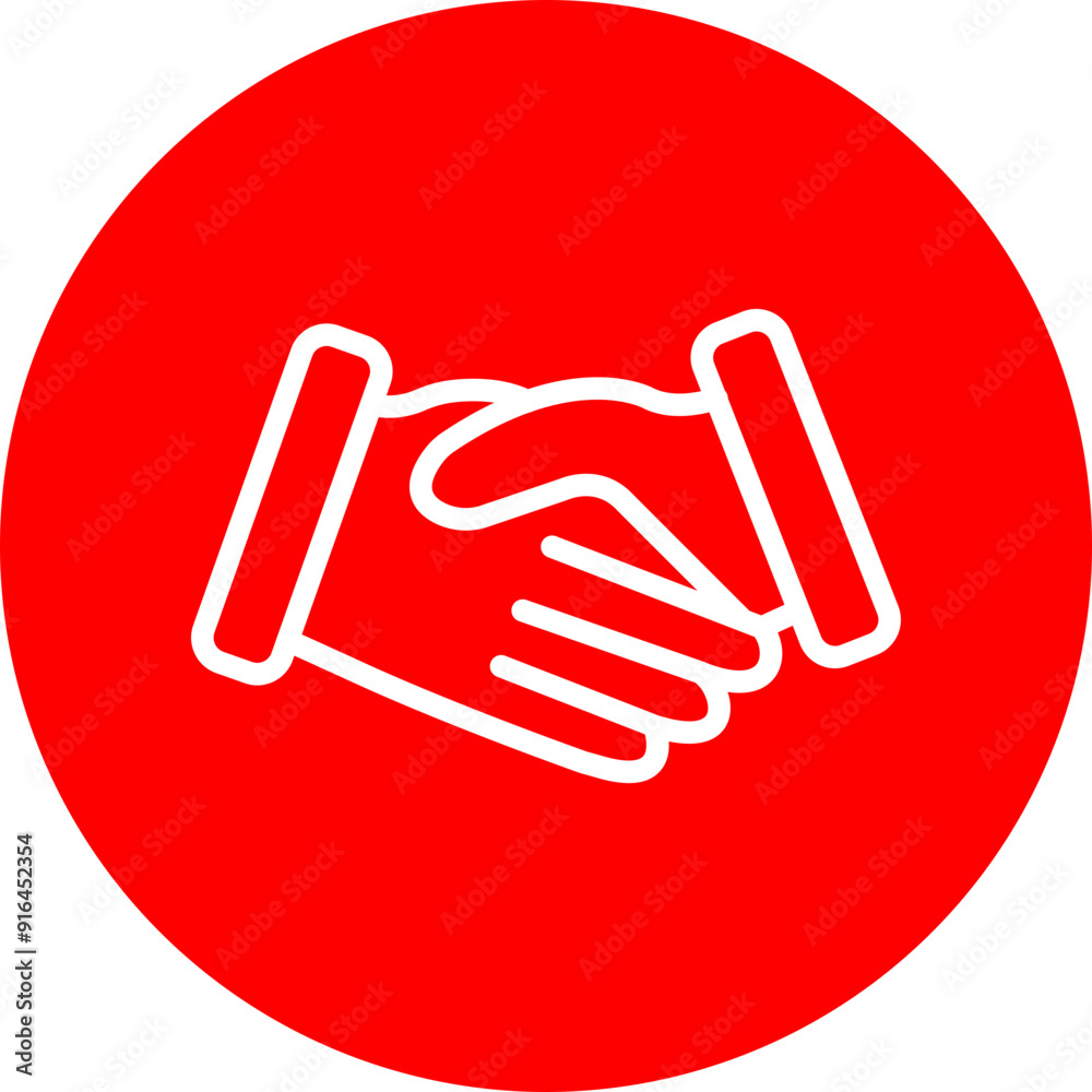 Handshake Vector Line White Circle Red Handshake Vector Line White Circle Red
