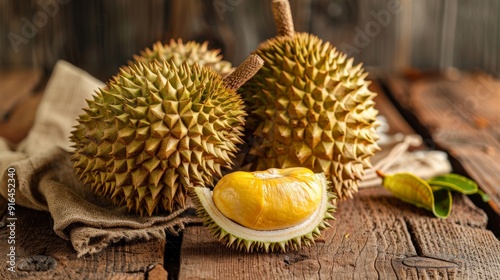 A close-up of durian flesh being scooped out with a spoon