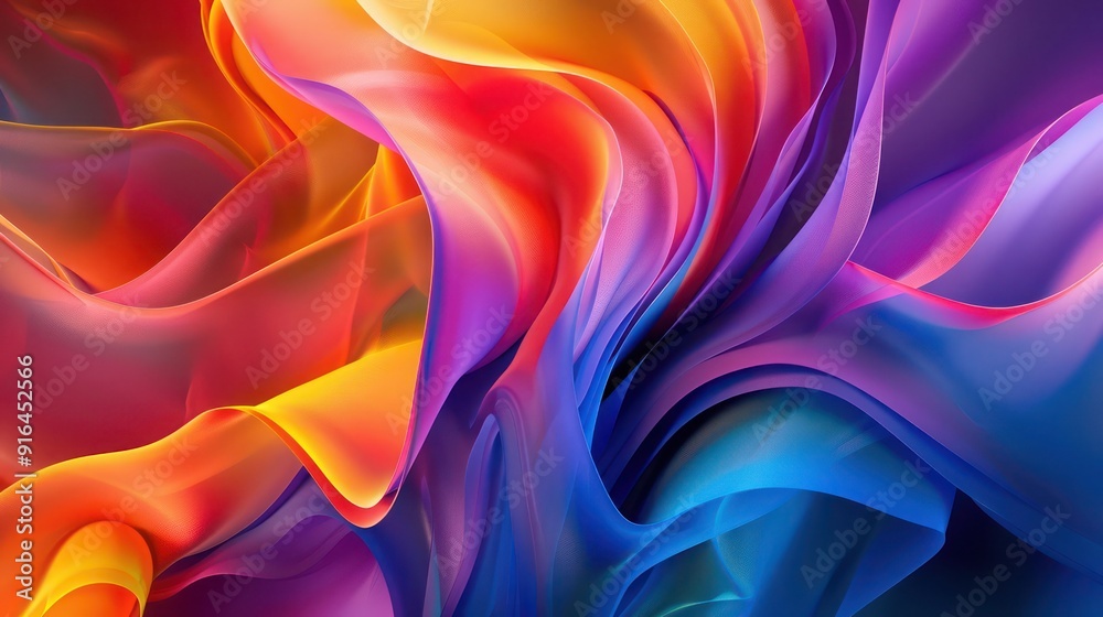 Fototapeta premium Elevate your interior space with a dynamic 3D abstract background, featuring vibrant colors and fluid shapes 