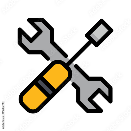 tool kit, screwdriver and wrench icon