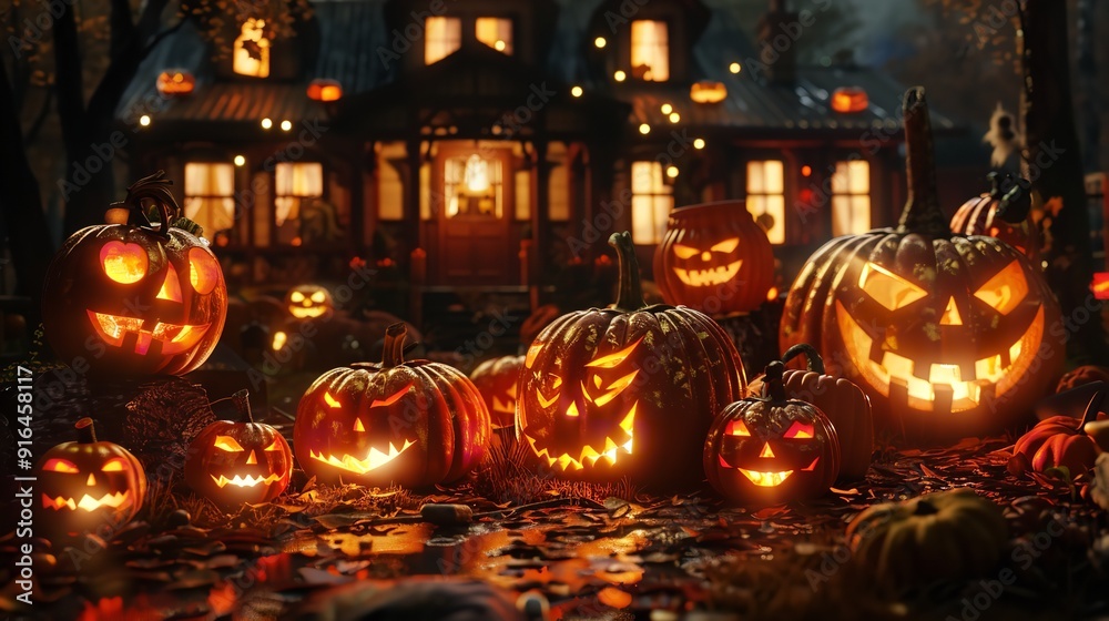 Halloween Pumpkin Lantern and Santa Hat Isolated on PNG Home Halloween Dark Night Halloween Pumpkin Lantern and Santa Hat Isolated on PNG Home Halloween Dark Night