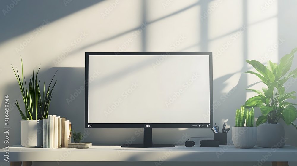 Minimalist Home Office Setup with Sunlight Minimalist Home Office Setup with Sunlight