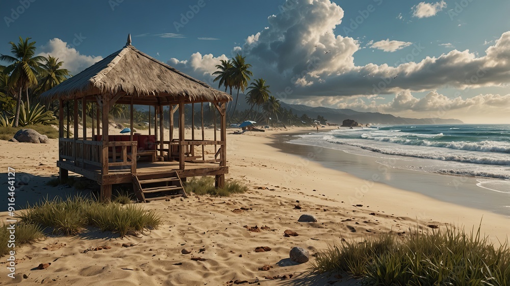 Fototapeta premium summer beach landscape sunset generate ai 