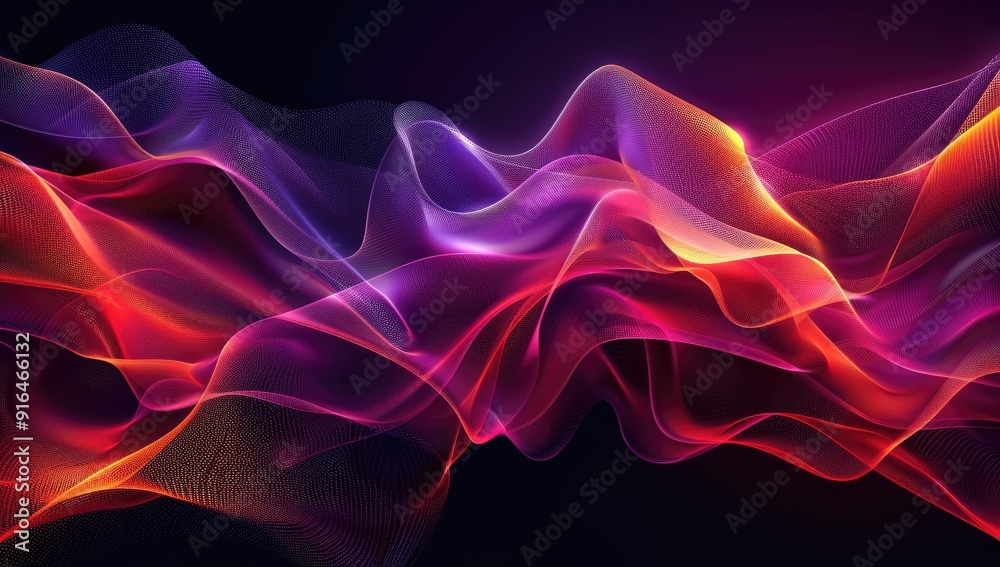 Abstract Glowing Waves in Red, Purple and Orange Abstract Glowing Waves in Red, Purple and Orange