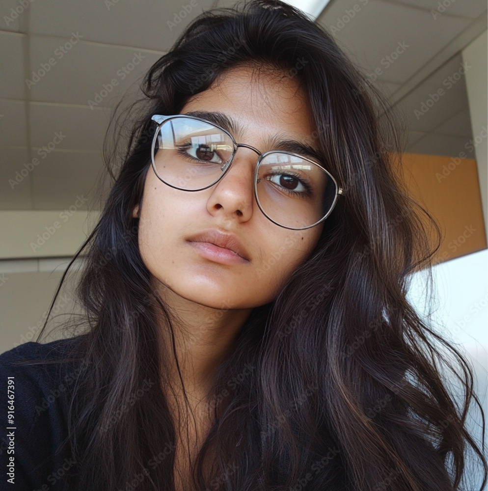 School student from India, highschool, selfie looks upset, sad, wearing glasses, School student from India, highschool, selfie looks upset, sad, wearing glasses,