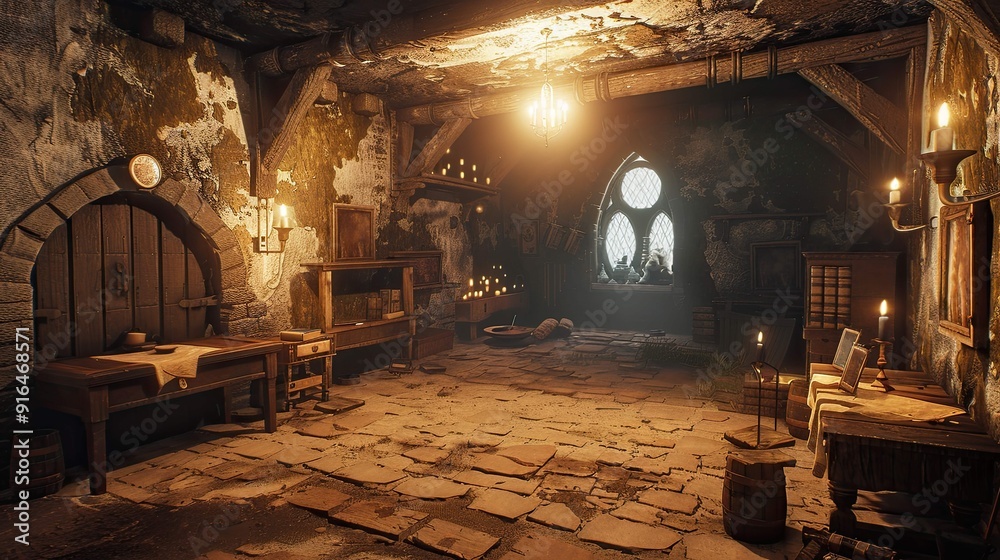 Fototapeta premium Old abandoned house in the dark