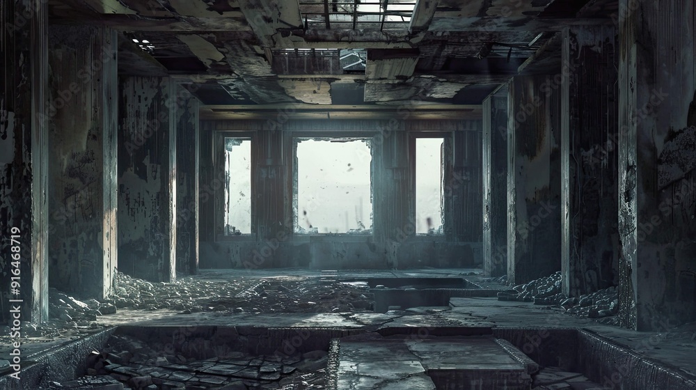 Old abandoned house in the dark Old abandoned house in the dark