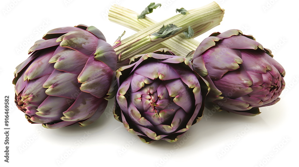 Fototapeta premium close up of artichokes isolated on white background