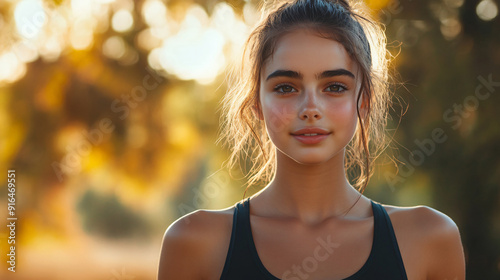 young girl in yoga wear