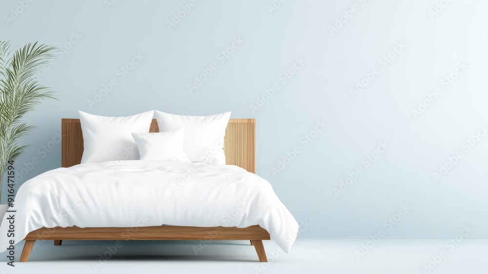 Stylized illustration of bed with white bedding in geometric forms. Stylized illustration of bed with white bedding in geometric forms.