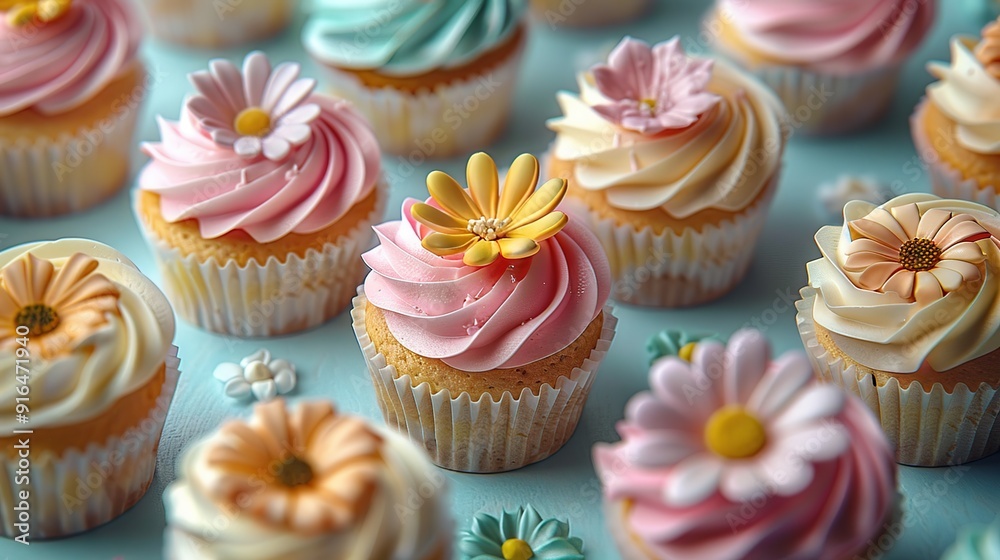 Delightful Cupcakes with Floral Decorations Delightful Cupcakes with Floral Decorations