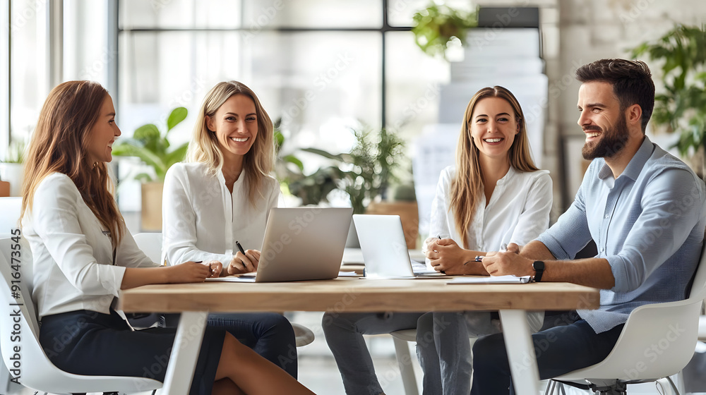 Smiling Business Team Meeting Photo Smiling Business Team Meeting Photo