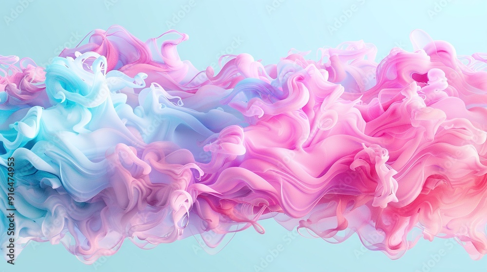A pink and blue cloud-like shape on a light blue background resembling a wave A pink and blue cloud-like shape on a light blue background resembling a wave