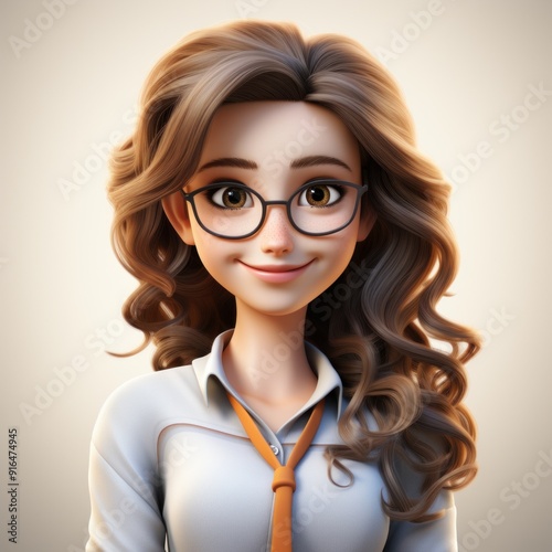 3d cartoon style character of a female teacher