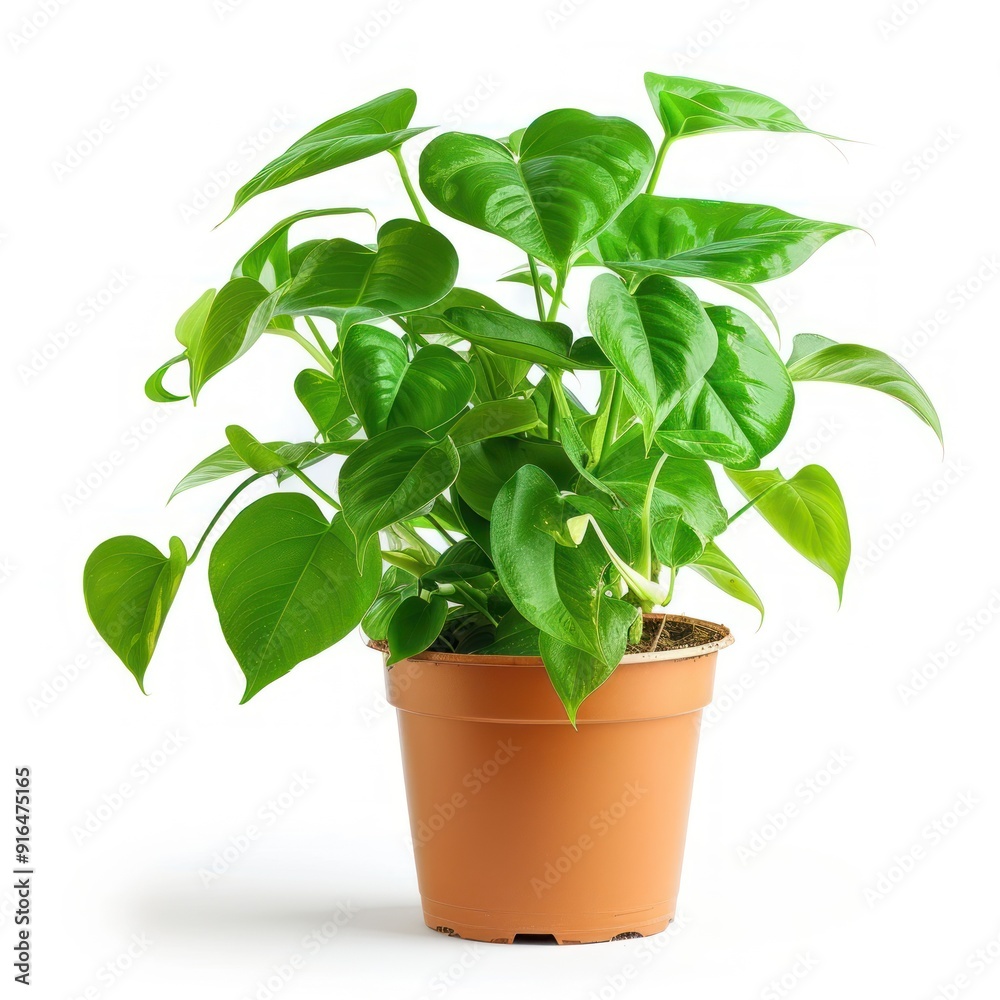 Green plant in a pot on a white background. Green plant in a pot on a white background.