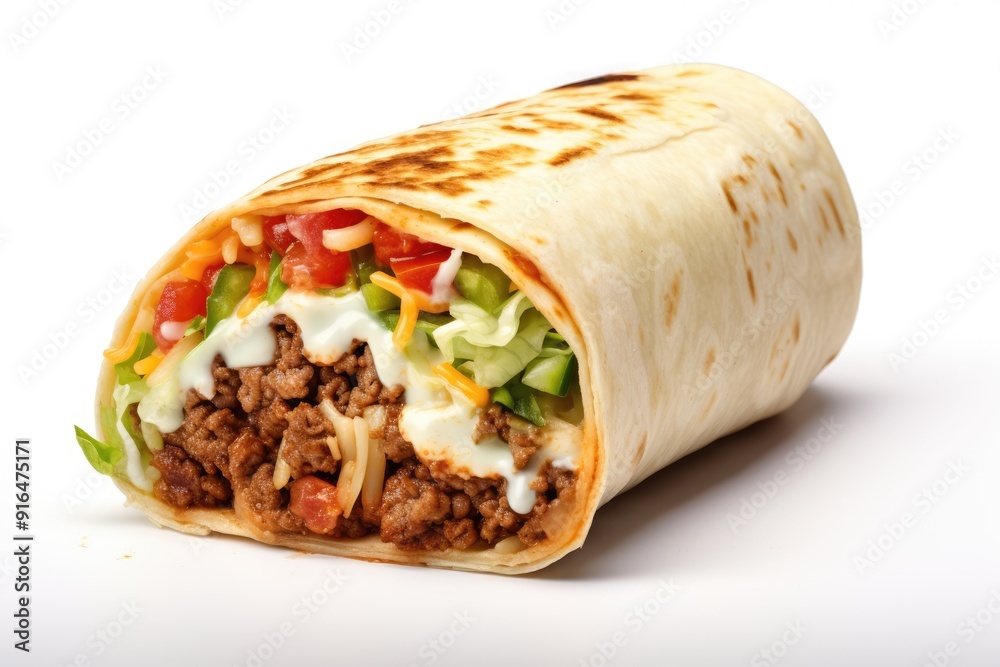 Fast Food Fusion Burrito , white background. Fast Food Fusion Burrito , white background.