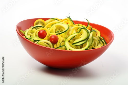 Zesty Zoodle Bowl , white background. photo