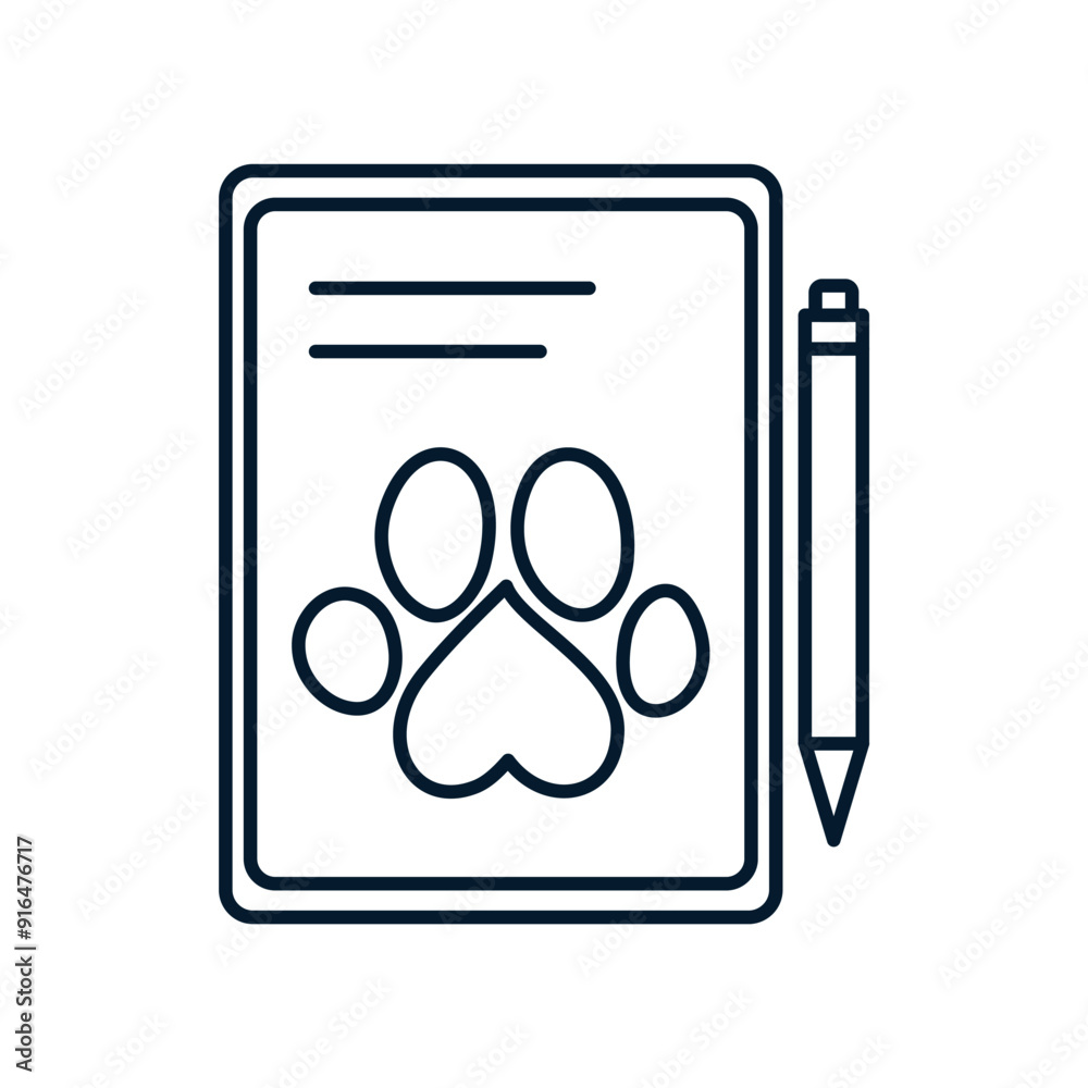 Veterinary clinic registration concept. Vector linear icon isolated on white background. Veterinary clinic registration concept. Vector linear icon isolated on white background.