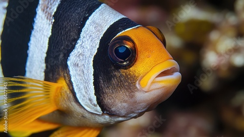 Close-up portrait of an Indo Pacific Sergeant fish  photo