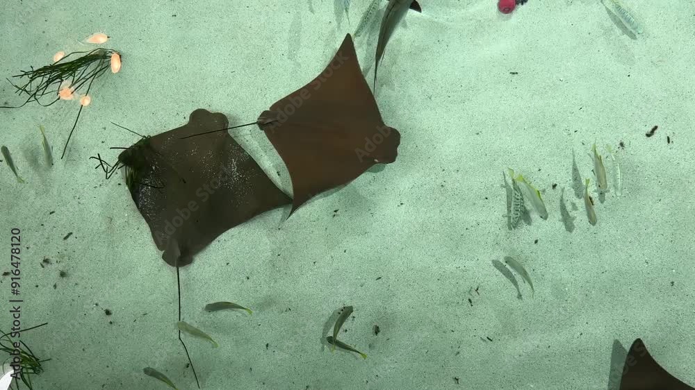 Stingrays and Fish in shallow Water 
