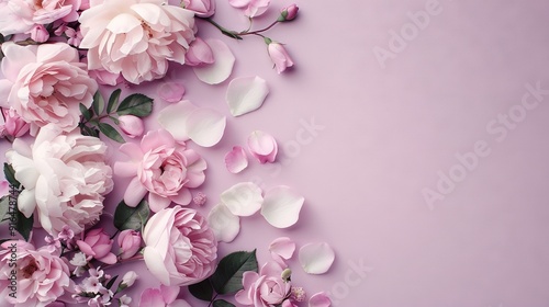  A vibrant scene featuring an array of pink and white blossoms against a backdrop of deep purple, providing ample space for inscribing text or a name