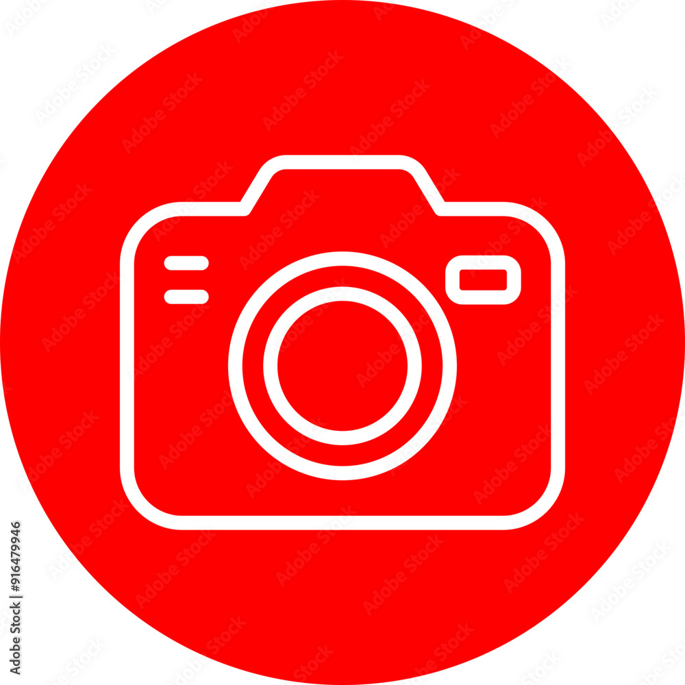 Toy Camera Vector Line White Circle Red Toy Camera Vector Line White Circle Red