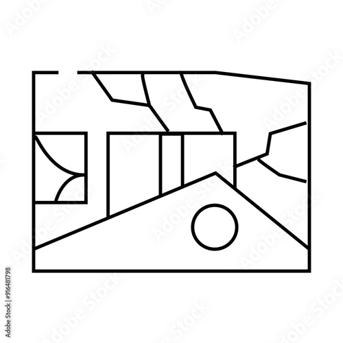 ruined house line icon vector. ruined house sign. isolated contour symbol black illustration